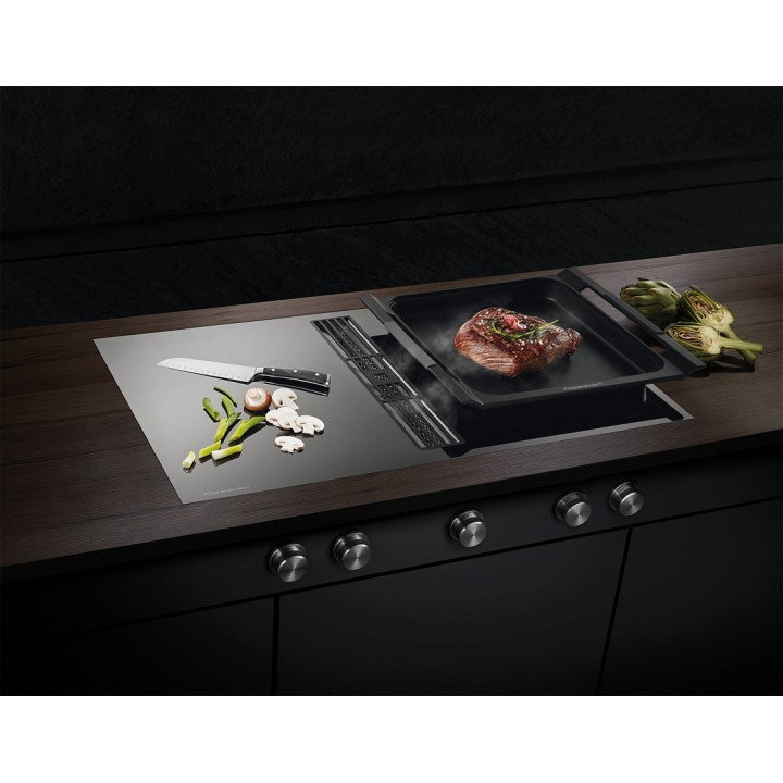 Индукционная варочная панель с вытяжкой Kuppersbusch KMI 9850.0 SR Silver Chrome
